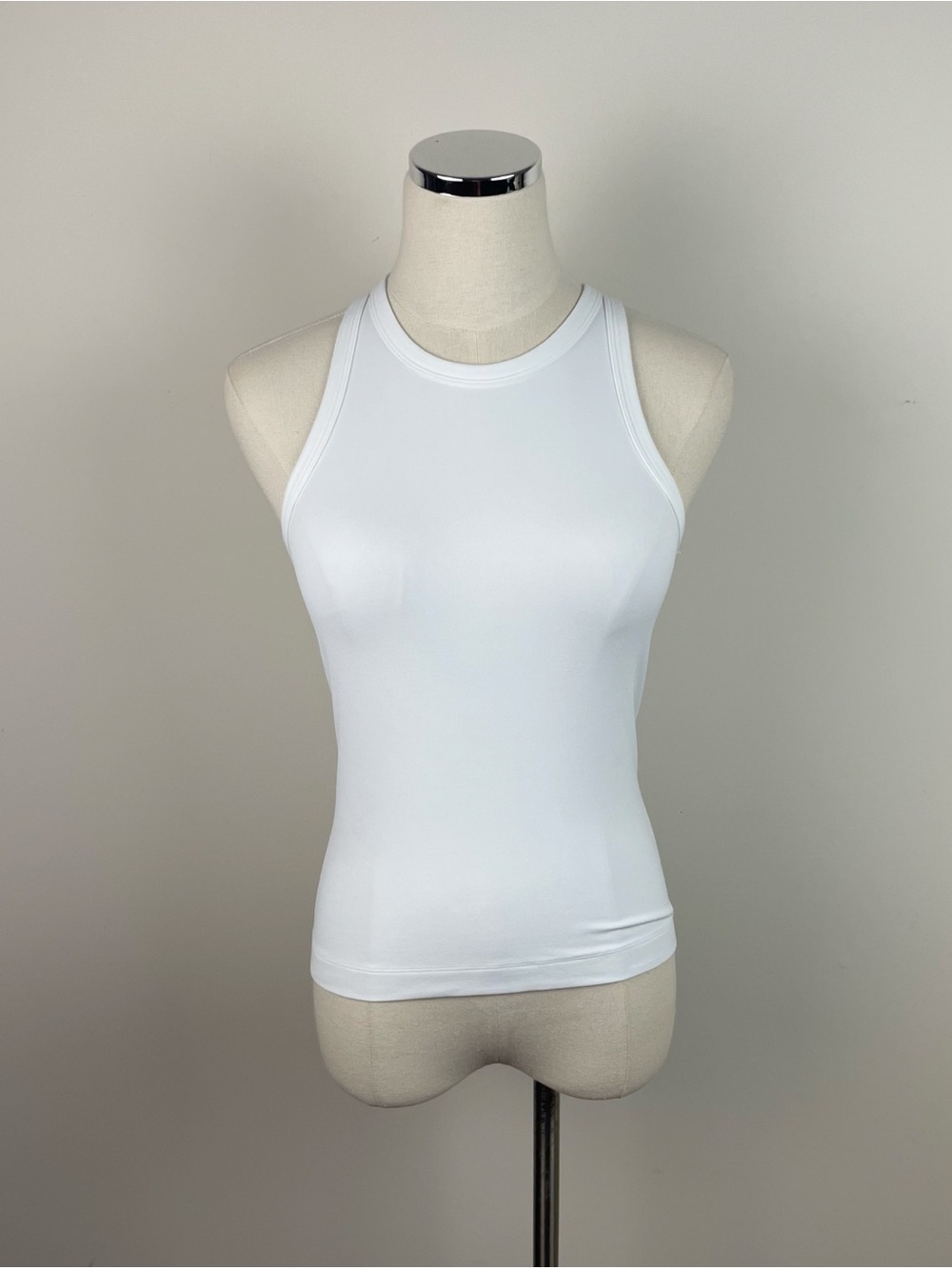 Lululemon Solid White Align Waist Length Racerback Top Women Size 6 Stretch